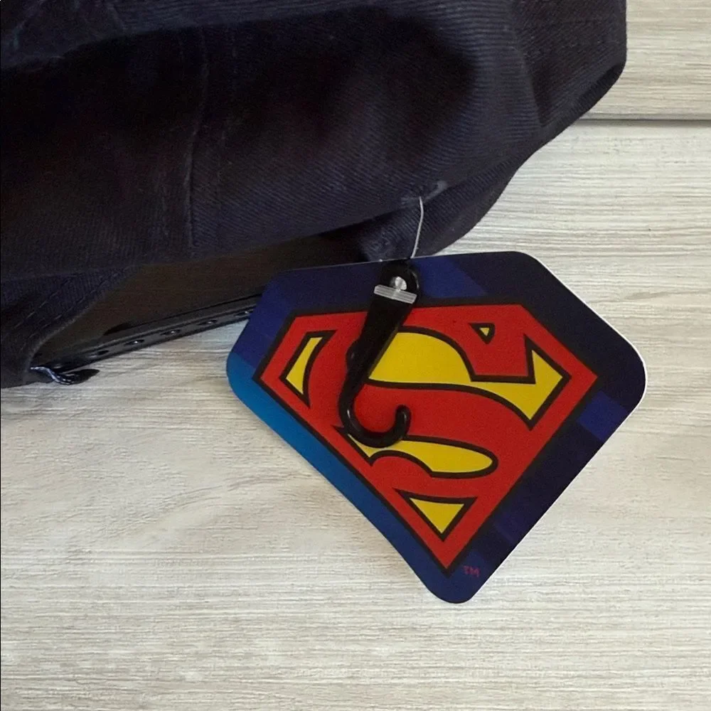 DC Comics Superman All Black Rubber Logo Baseball Cap Black OS NWT